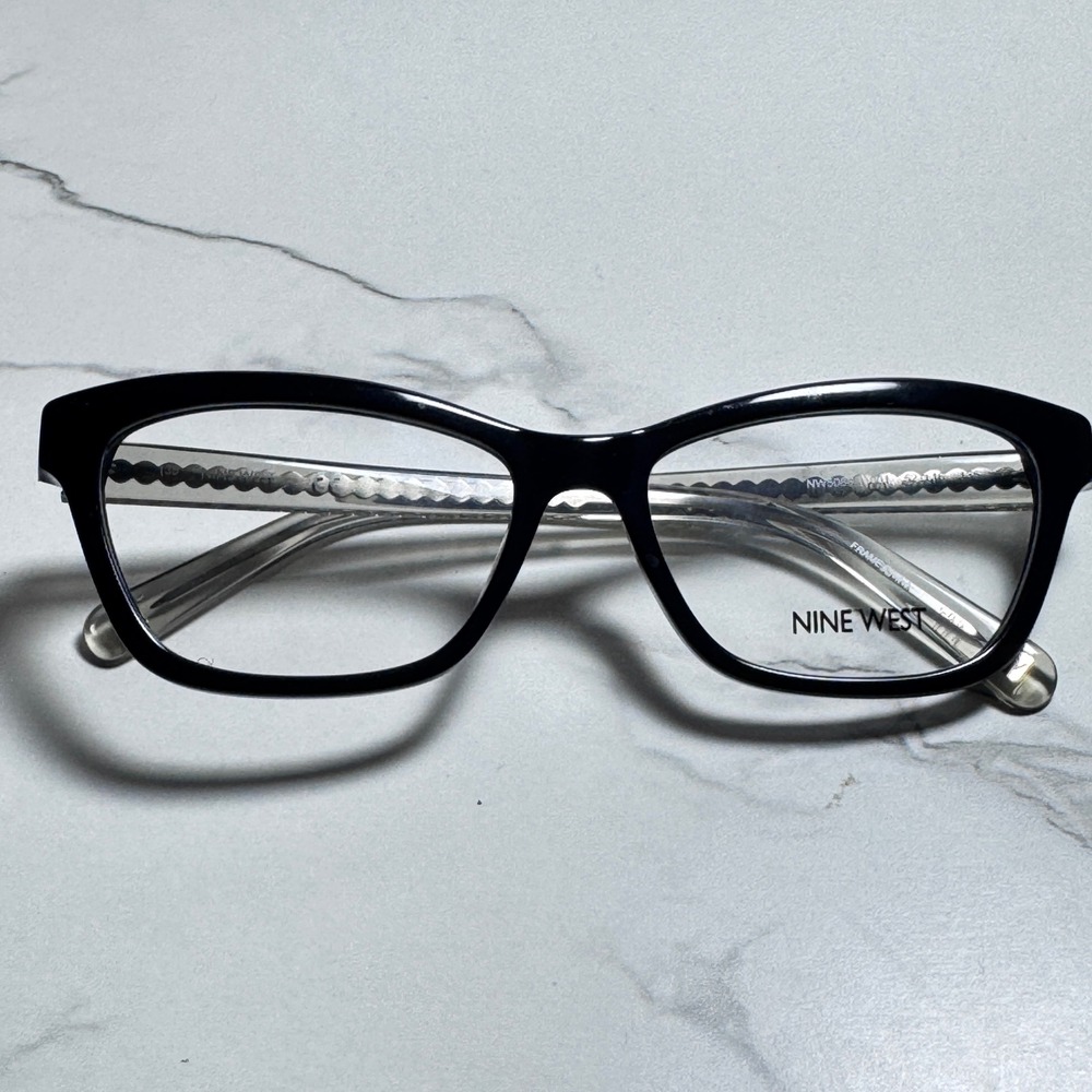 Nine West NW5086 001 Black Clear Rectangular Eyeglasses Frames 52-16-135
